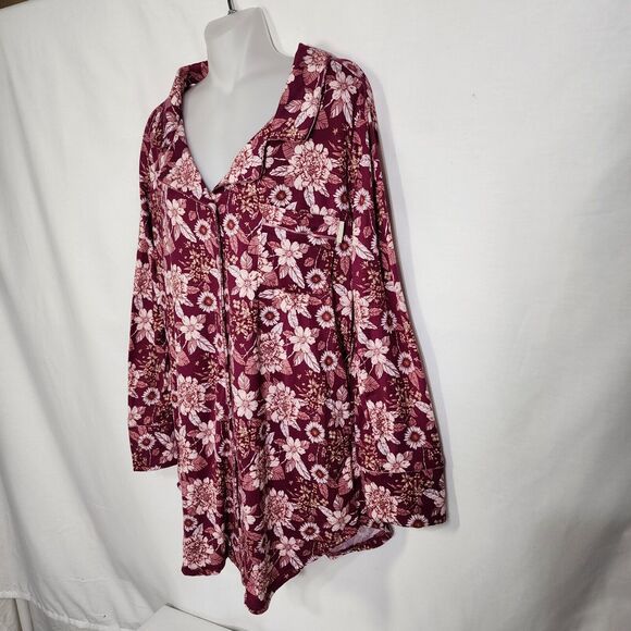 Thalia Sodi Women Sleep Shirt PJs Pajama Nightgown Top Medium Pink Floral Pocket - Picture 4 of 9